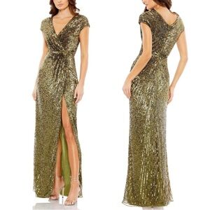 Mac Duggal Gold Sequin Gown NWT